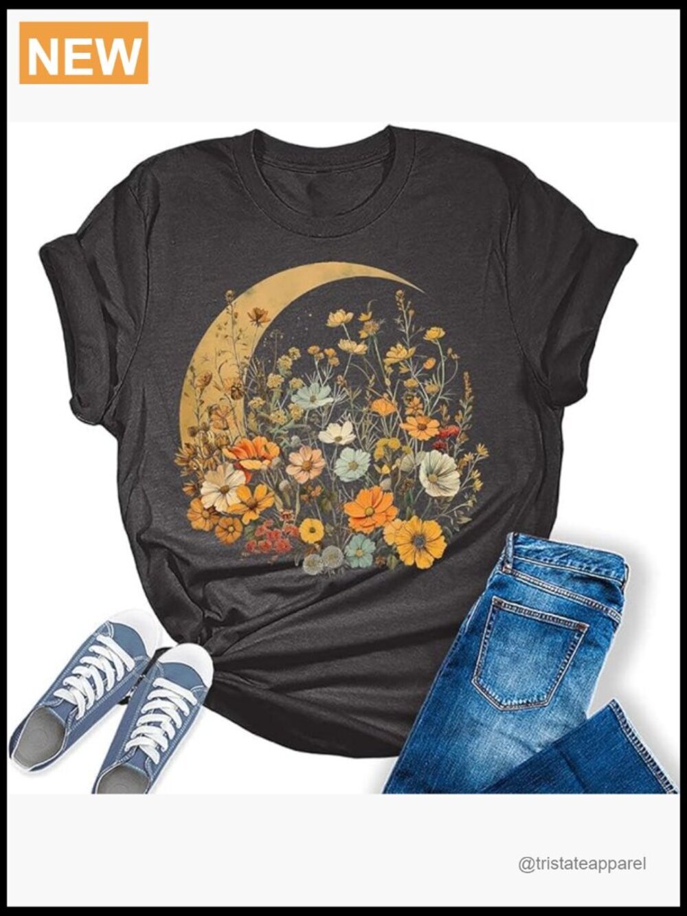 Vintage Wildflowers Graphic Tee T-Shirt Boho Floral Short Sleeve